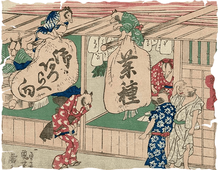 Tanuki tinh nghịch, thích bày ra nhiều trò chơi khăm con người vẽ bởi hoạ sĩ Kuniyoshi Utagawa. Ảnh:@curiousordinary